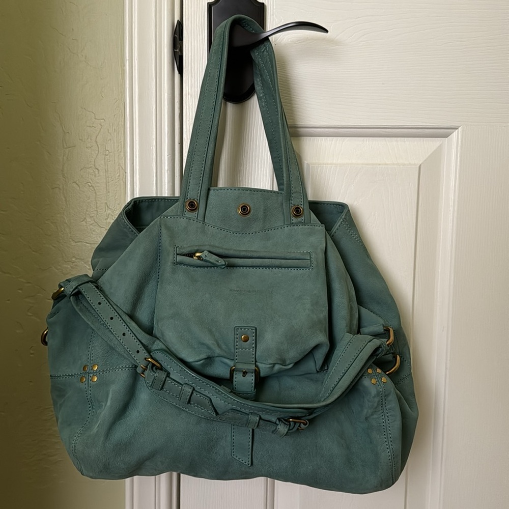 Jerome Dreyfuss Green Leather Shoulder Bag